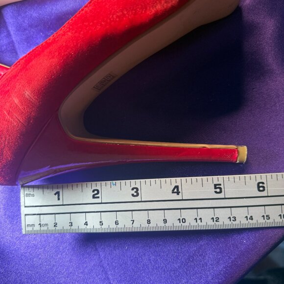 πKate Preston Red Suede 5.5" High Heel Pumps -Scalloped Detail & Platform 9.5 M - Picture 7 of 12